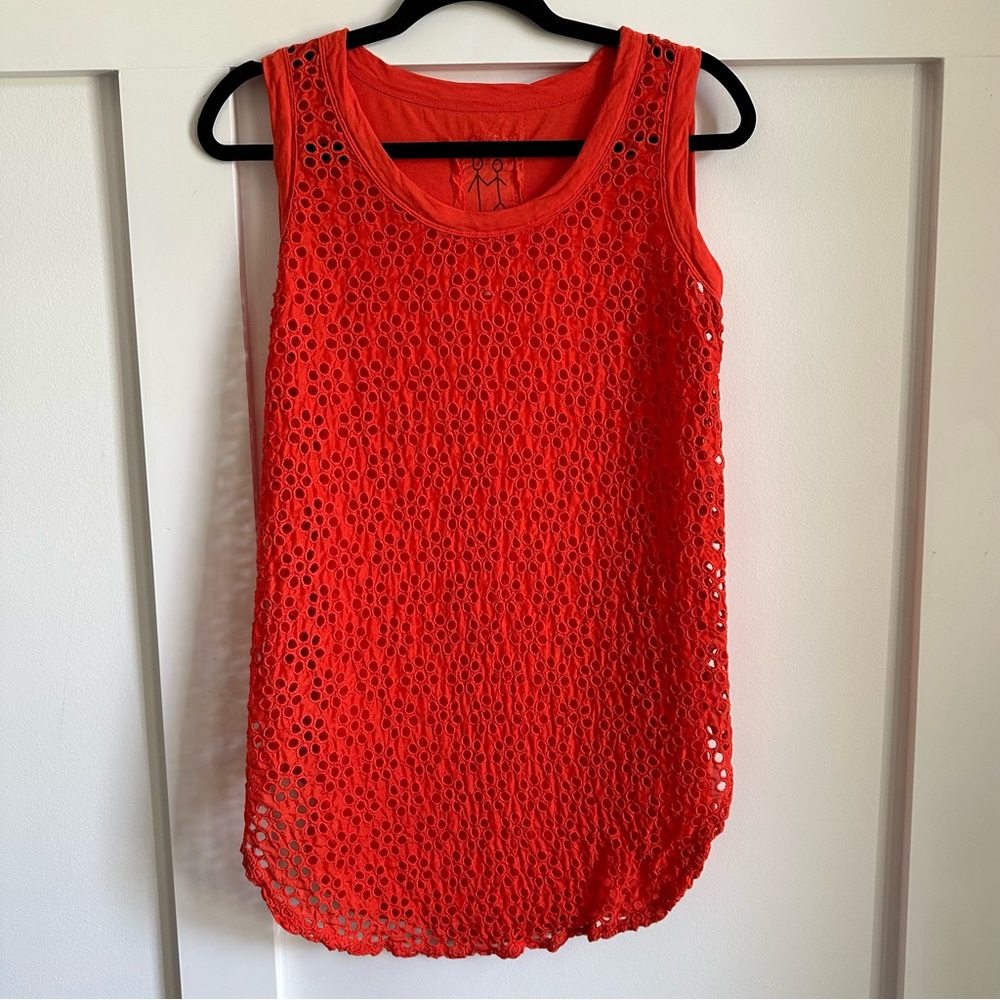 Johnny Was for jackets & tops orange eyelet tunic tank top size small